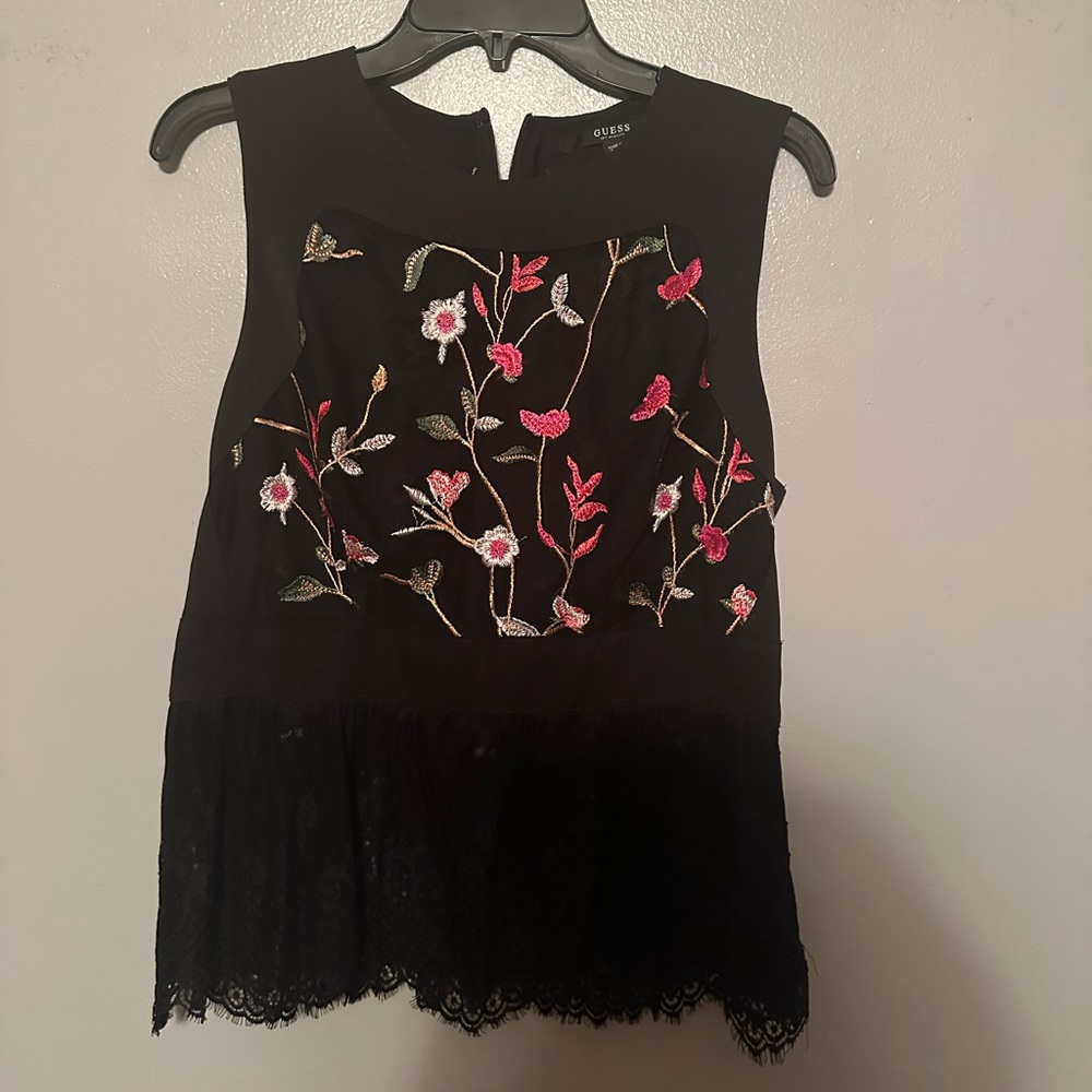 Guess floral mesh peplum top